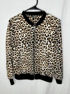 Express Cheetah Bomber Jacket Women’s XS Poly Pockets Animal Print Zipper - Picture 1 of 11