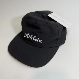 Athleta Retro klassische schwarze Mütze Einheitsgröße verstellbar neu mit Etikett bestickt - Bild 1 von 4