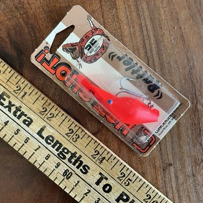 Isca artificial vintage lacrada de fábrica Luhr Jensen Hot Shot #35 Rattler Flo Red Fire - Imagem 1 de 2