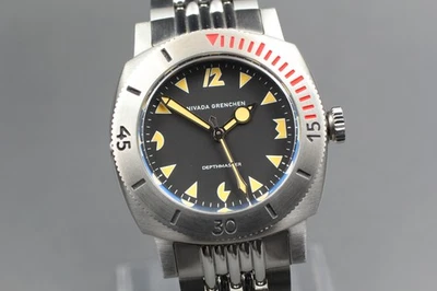 [con caja] Reloj Nivada Grenchen Depthmaster 420 negro automático de buceo hecho en Suiza Foto 1 de 4