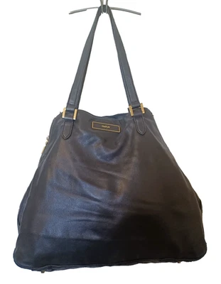 Bolso de Mano DKNY Vintage Grande Negro Mantequilla Cuero Suave, Doble Cremallera Extremos, Foto 1 de 4