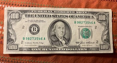 1985 B Franklin Small Head $100 bill One Hundred Dollar Bill New York B98273546A - Image 1 of 4