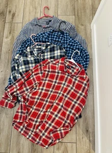 Basic Edition Casual Button Down Herren XL blau rot 4 Stück kariert Flanellhemd - Bild 1 von 6