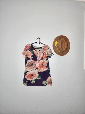 Halogen Size S Pink Floral Silk Blend Top Blouse - Image 1 of 4