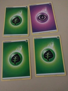 4 pokemon cards- 3 green cards & 1 purple - Picture 1 of 2