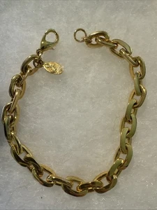 KJL Kenneth Jay Lane Interlocking Chain Bracelet Gold Tone 7.5” Beautiful Clean - Picture 1 of 6