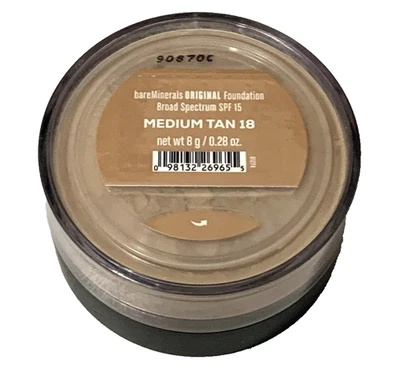 bareMinerals MEDIUM TAN 18 Original Loose Foundation SPF 15 ~ 0.28oz / 8g SEALED - Image 1 of 4