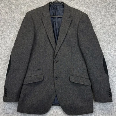 Next herringbone blazer jacket size UK 38R Tailored Fit Brown mix Elbow Patches - Image 1 of 4