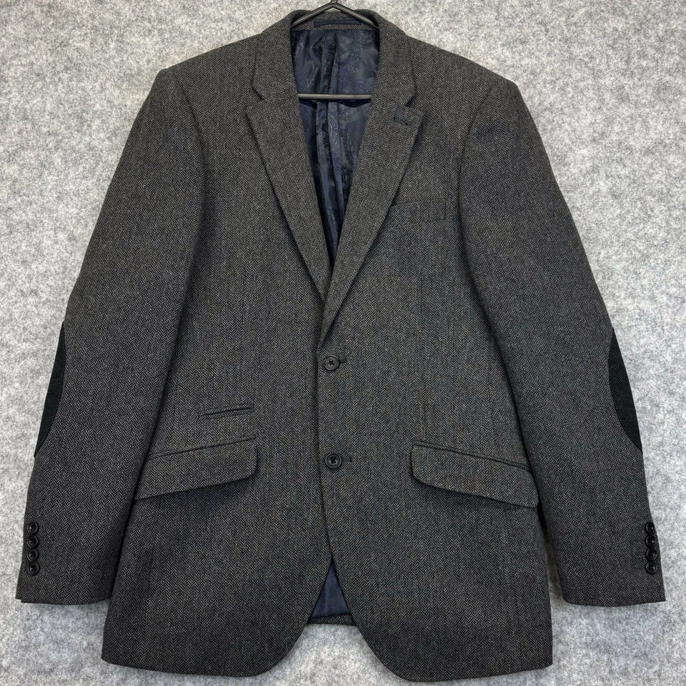 Next herringbone blazer jacket size UK 38R Tailored Fit Brown mix Elbow Patches - Image 1 of 4