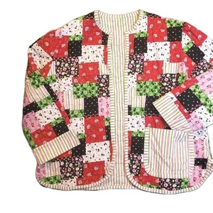 Giacca trapuntata vintage fatta a mano personalizzata tasca CottageCore L/XL Grannycore floreale - Foto 1 di 8