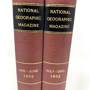 Jan-Dec 1952 Lot of 2 Hardcover NATIONAL GEOGRAPHIC MAGAZINE Bound Vol 101 & 102 - Picture 1 of 15