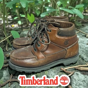 🔥Timberland Boots Men 8.5 W Burgundy Leather Vintage Moc Toe Gore-Tex Hiking - Picture 1 of 13