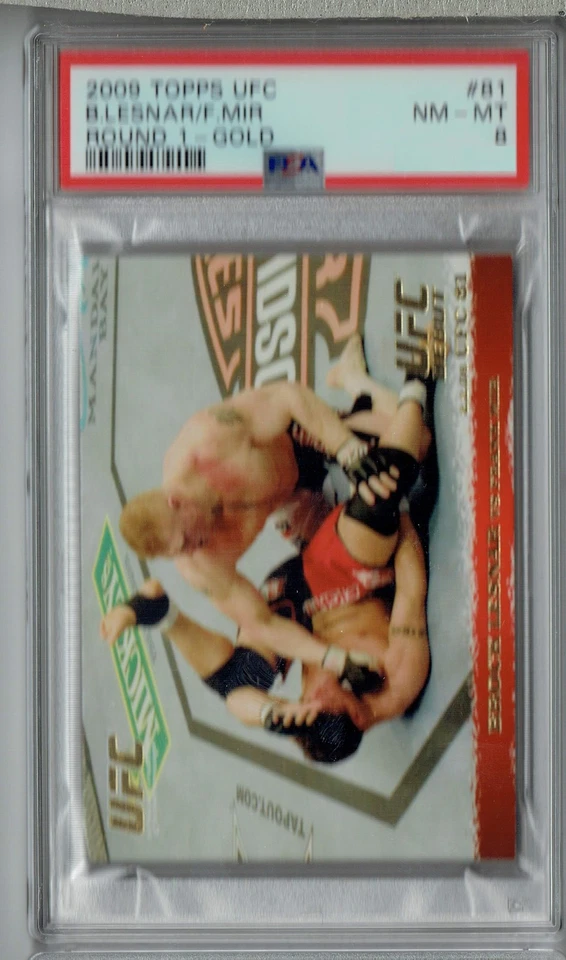 PSA 8 NM-MT Brock Lesnar Frank Mir 2009 Topps UFC #81 Rookie Card Round 1-Gold - Image 1 of 1