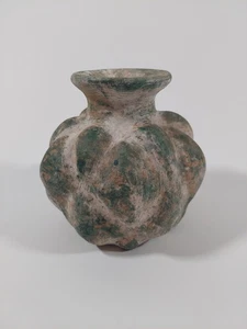 Vintage Mexican Folk Art Terracotta Clay Vase Multicolor Bubbled Textured 5" - Picture 1 of 7