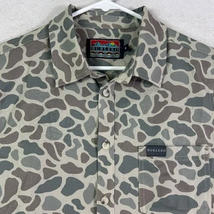 Burlebo Men's Shirt Medium Duck Camo Short Sleeve Button Up Performance Stretch - Picture 1 of 14