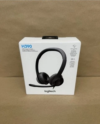 Brand New Logitech H390 USB Wired Computer Headset (981-000310) - Black - NEW - Image 1 of 2