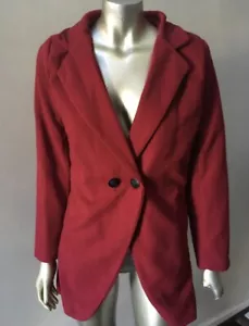 Steampunk double Breast V Neck Fleece Blazer Burgundy Jacket Coat M - Picture 1 of 3