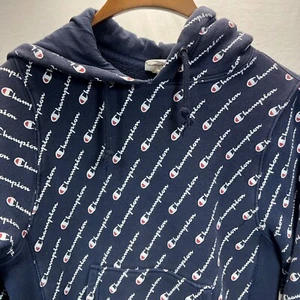 Vintage Champion Reverse Weave Hoodie Pullover Sweatshirt All Over Print XS - Picture 1 of 5
