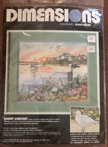 Dimensions SUNNY SEAPORT No Count Cross Stitch Kit 14" x 12" New Sealed - Picture 1 of 9
