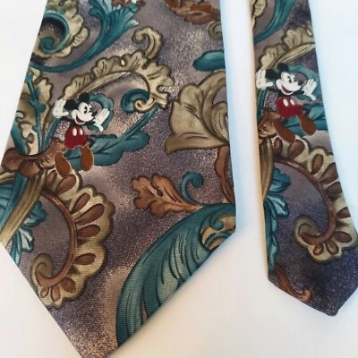 Corbata de seda Mickey Mouse de la tienda Disney novedad vintage barroca EE. UU. Foto 1 de 4