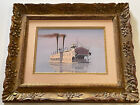 Vintage Painting Illustration Disney ?? Boat Ferry Steam Ship Mystery Nautical