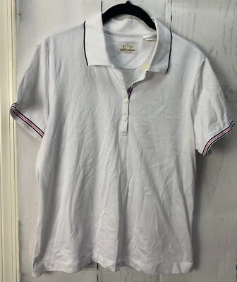 NWT EP Pro Tour Dry L white short sleeve cotton/poly blend golf polo shirt - Image 1 of 4