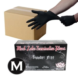 1000 (10 Boxen) Medium - Schwarz Latex Puderfrei Medizin Tattoos Piercing Handschuhe - Bild 1 von 6