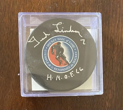 Ted Lindsay Autographed HOF Puck w/inscription Detroit City Sports COA - Изображение 1 из 2