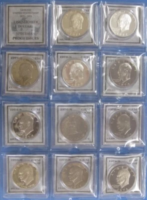 1971-S 1972-S thru 1977-S 1978-S Gem Proof Eisenhower Dollar 11pc Set - Image 1 of 3