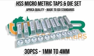 Metric HSS Micro Tap & Die Set - 1mm to 4mm [30pcs] Model & Watch Makers Aprica - Picture 1 of 7