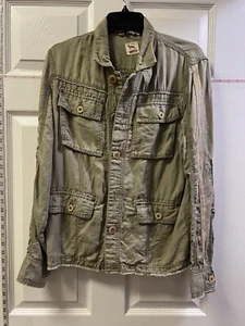 VTG Triple Five Soul Jacket Womens Small Beige Full Zip EUC Pocket Rain Military - Picture 1 of 11