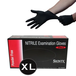 10 Boxes - XL - Black Nitrile Powder Free Medical Exam Tattoos Piercing Gloves - Picture 1 of 6
