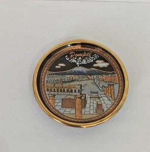 Vintage Decor Wall Plate Souvenir Porcelain Pomkei Handmade 24K Gold Mark 3" - Picture 1 of 4