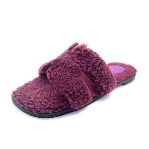 Glaze Furry Slipper Sandal with Warm Plush Lining for Indoor Outdoor - Picture 1 of 67