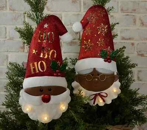 Estacas Kringle Express S/2 de metal iluminado Mr & Mrs Claus Pathway-negro-H46656 - Imagen 1 de 3