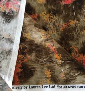 Fall leaves Tree Woods Gold Red Quilt Forest Cotton Fabric Autumn Laurel Lee - Picture 1 of 3