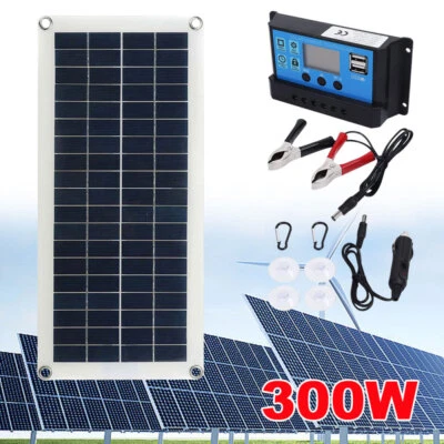 300W 12V Solarpanel Solarmodul 30A Ladegerät USB Kit Für Wohnwagen Camping Boot - Bild 1 von 4