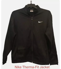 Nike Solid Black Mens Full Zip Jacket Insulated Logo XL Sharp!