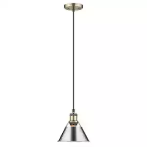 Golden Lighting Orwell AB Mini Pendant - 7 in in Aged Brass Chrome Shade - Picture 1 of 3