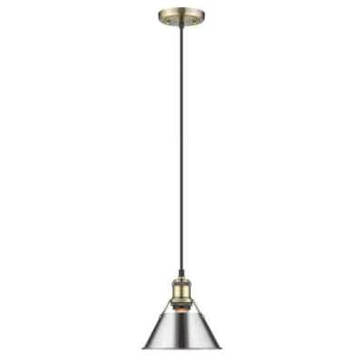 Golden Lighting Orwell AB Mini Pendant - 7 in in Aged Brass  Chrome Shade - Image 1 of 3
