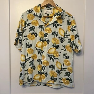 Abercrombie Fitch Men’s Summer Linen Blend Lemon Short Sleeve Button Up, Size XS - Picture 1 of 11