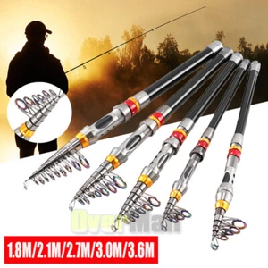 Carbon Fiber Telescopic Fishing Rod Sea 20-50LB Saltwater Portable Spinning Pole - Picture 1 of 33
