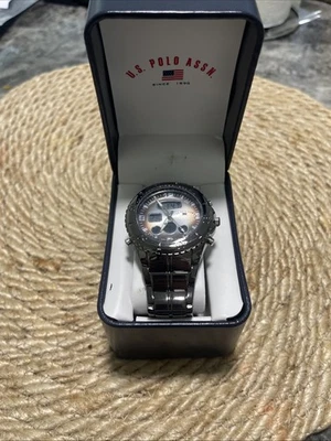 U.S. Polo Assn. Men’s Analog Digital Watch Stainless Steel Chronograph Box - Image 1 of 3