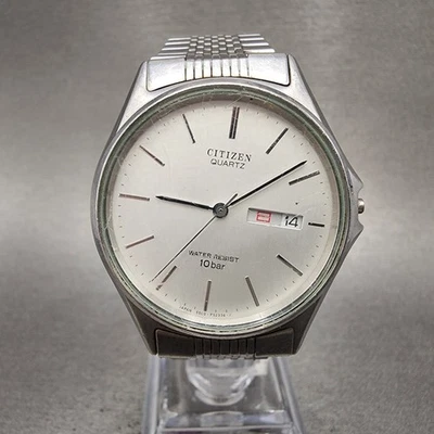 Relógio Citizen masculino 35mm mostrador branco tom prata data do dia redondo 5500-F50131 PEÇAS - Imagem 1 de 4