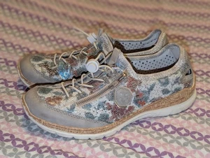 Rieker Nikita Womens Ladies N42V1 Floral Casual Shoes Trainers Sz 40/9 Memosoft - Picture 1 of 10
