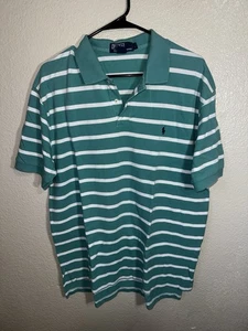 Polo Vintage por Ralph Lauren Rayas Hecho en EE. UU. Polo Para Hombre Grande Años 90 Y2K - Imagen 1 de 3