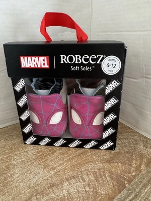 Zapatos suaves de cuero rosa brillante Robeez Marvel Ghost Spider 6-12 meses Foto 1 de 4