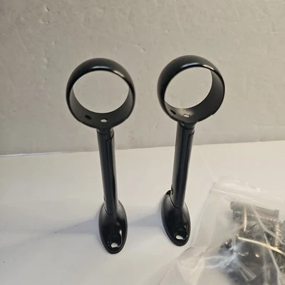 Soporte de barra de cortina universal Levolor hasta 1" varillas redondas montaje en 3 vías negro 2ct Foto 1 de 4