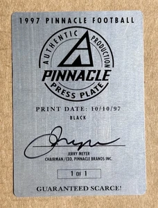 1997 PINNACLE FOOTBALL PRINTING PRESS PLATE JIM PYNE 1/1 CEO AUTOGRAPH - Picture 1 of 2