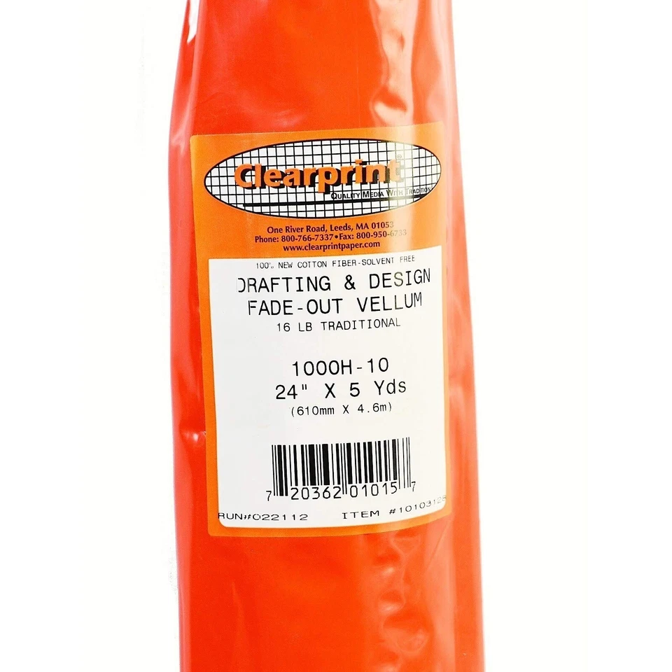 Rollo de vitela Clearprint 1000H 16 lb 10x10 rejilla 36"x20yd 100 % algodón translúcido  Foto 1 de 1